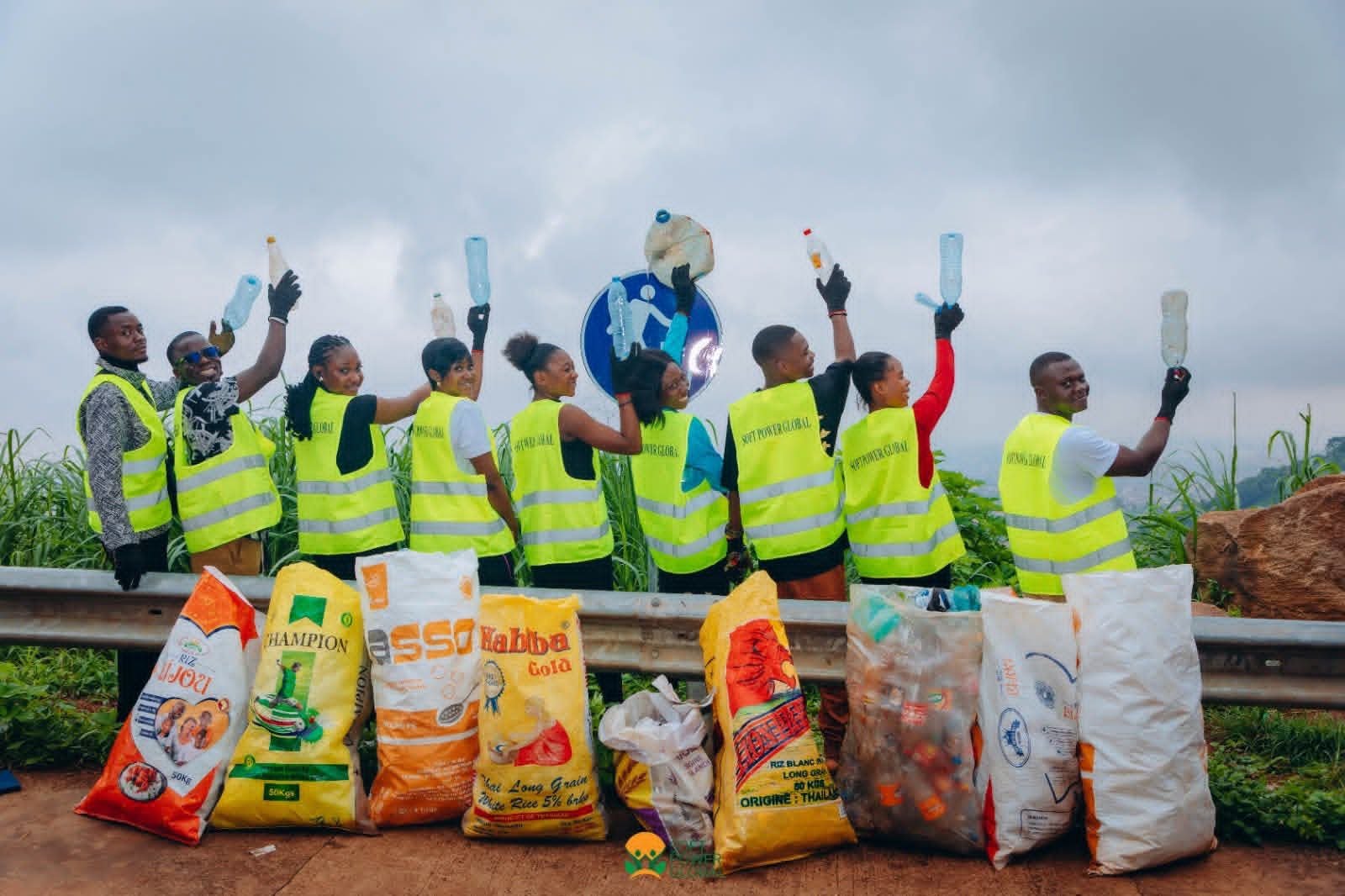 Soft Power Global volunteers take part in the Eco-Walk with collected plastic waste